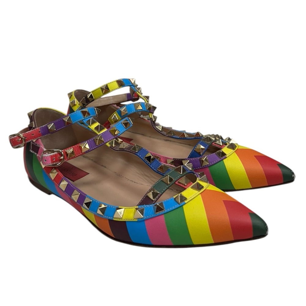 Valentino Multicolour Rainbow Rockstud Flat
